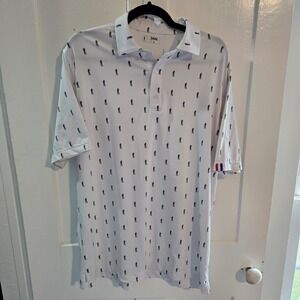 USAG U Suck At Golf Mens Lg White Golfer Drinking‎ Print Performance Polo Shirt